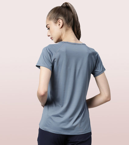 Basic Active Tee | Raglan Sleeve Scoop Neck Dry Fit Graphic Tee