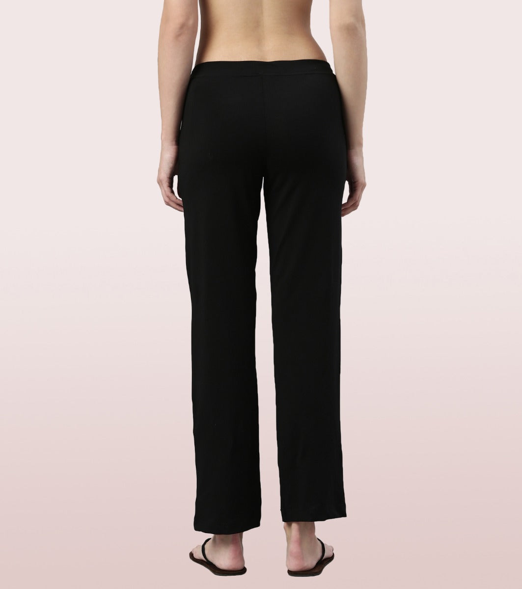 Lounge Pants | Basic Straight Leg Pants With Adjustable Drawstring And Zipper Pockets