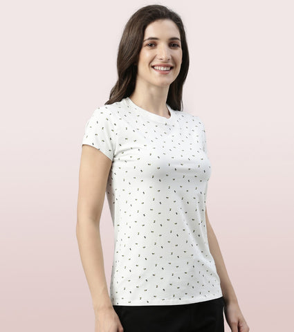 Basic Crew Tee – Printed | Short Sleeve Crew Neck Stretch Cotton Tee