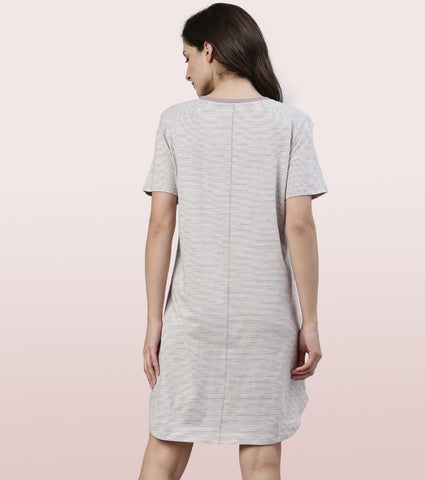 Basic Dress | Cotton Slounge Mini Dress With Chest Graphic