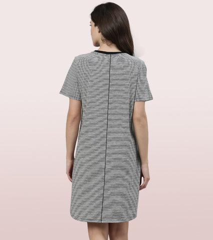 Basic Dress | Cotton Slounge Mini Dress With Chest Graphic