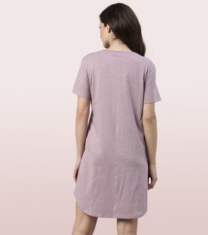 Basic Dress | Cotton Slounge Mini Dress With Chest Graphic
