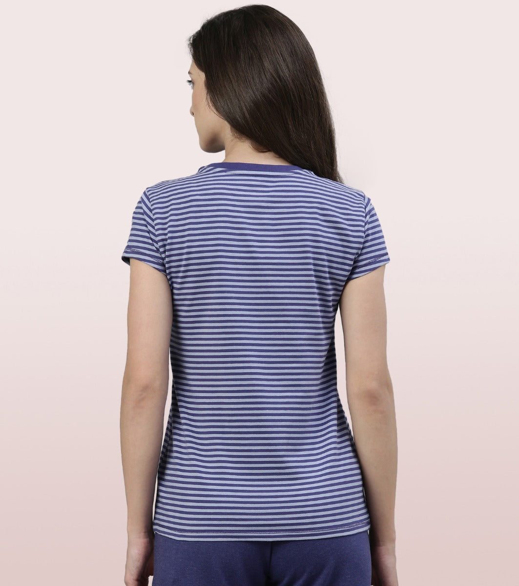 Basic Crew Tee – Striped | Short Sleeve Crew Neck Stretch Cotton Tee