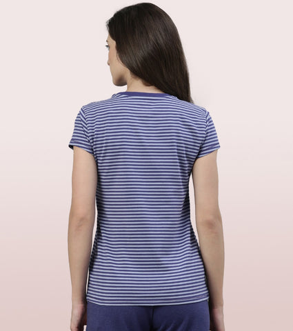 Basic Crew Tee – Striped | Short Sleeve Crew Neck Stretch Cotton Tee