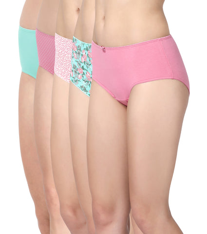 Stretch Cotton Hipster Panty - Pack of Five | Color & Print May Vary