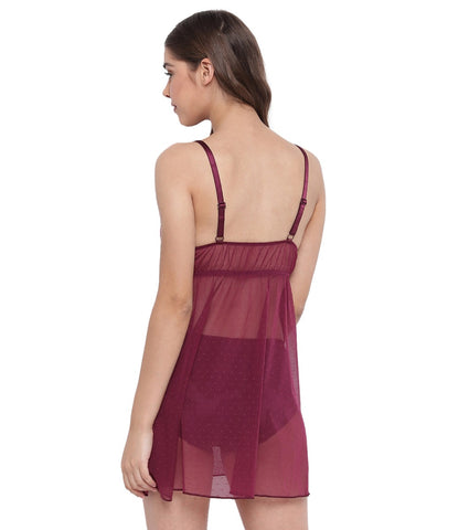ENAMOR KNEE LENGTH CHEMISE BABYDOLL | PLUM