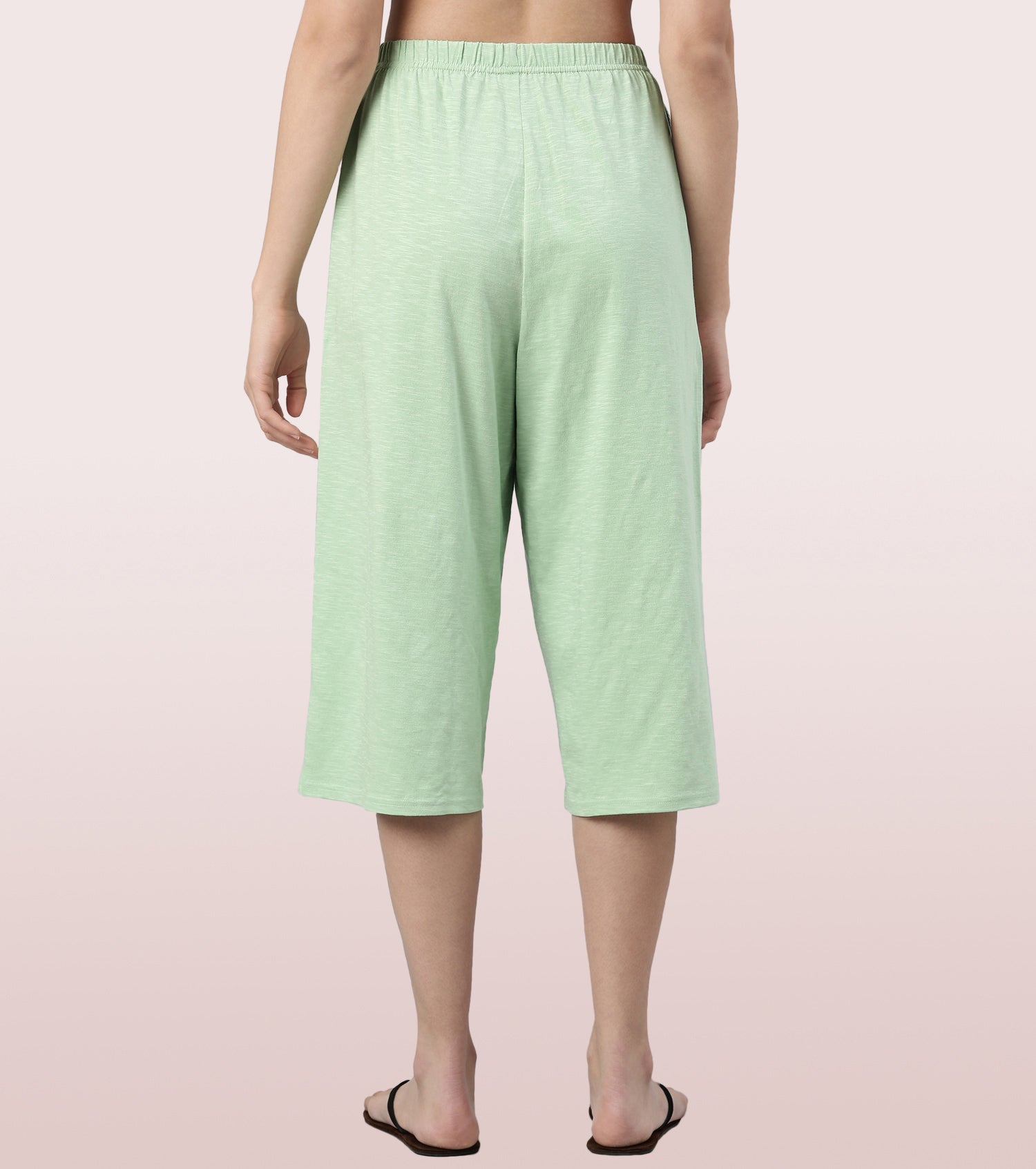 Enamor High Rise Basic Culottes For Women | Breathable Cotton Slub Jersey Culottes | Fern Green