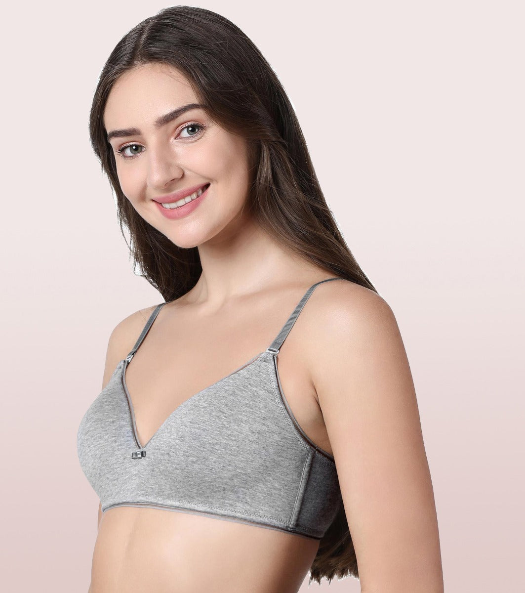 Lightweight V-Neck Cotton T-shirt Bra