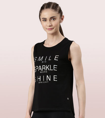 Stay Cool Tank | Crew Neck Anti-odour Stretch Cotton Muscle Tank With Graphic Print