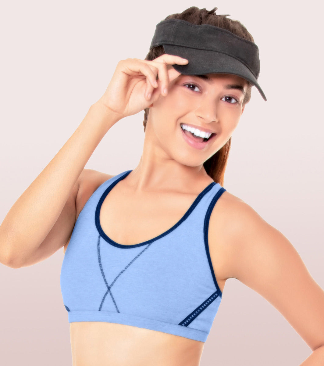 Sporty Fit Stretch Cotton Beginners Bra With Antimicrobial Finish