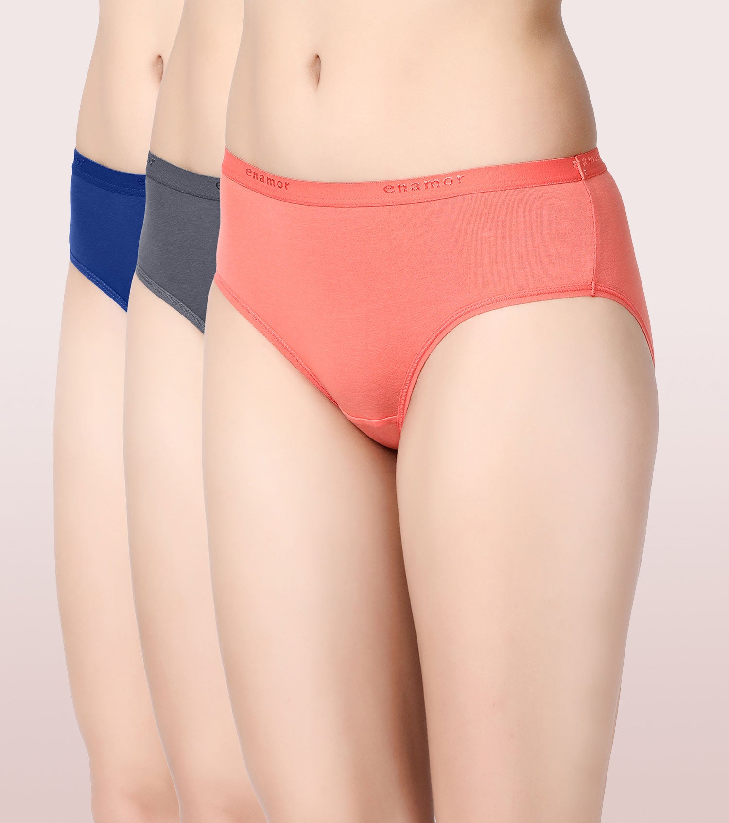 Hipster Panty  Full Coverage & Mid Waist -Pack Of 3-Colors And Print –  Enamor