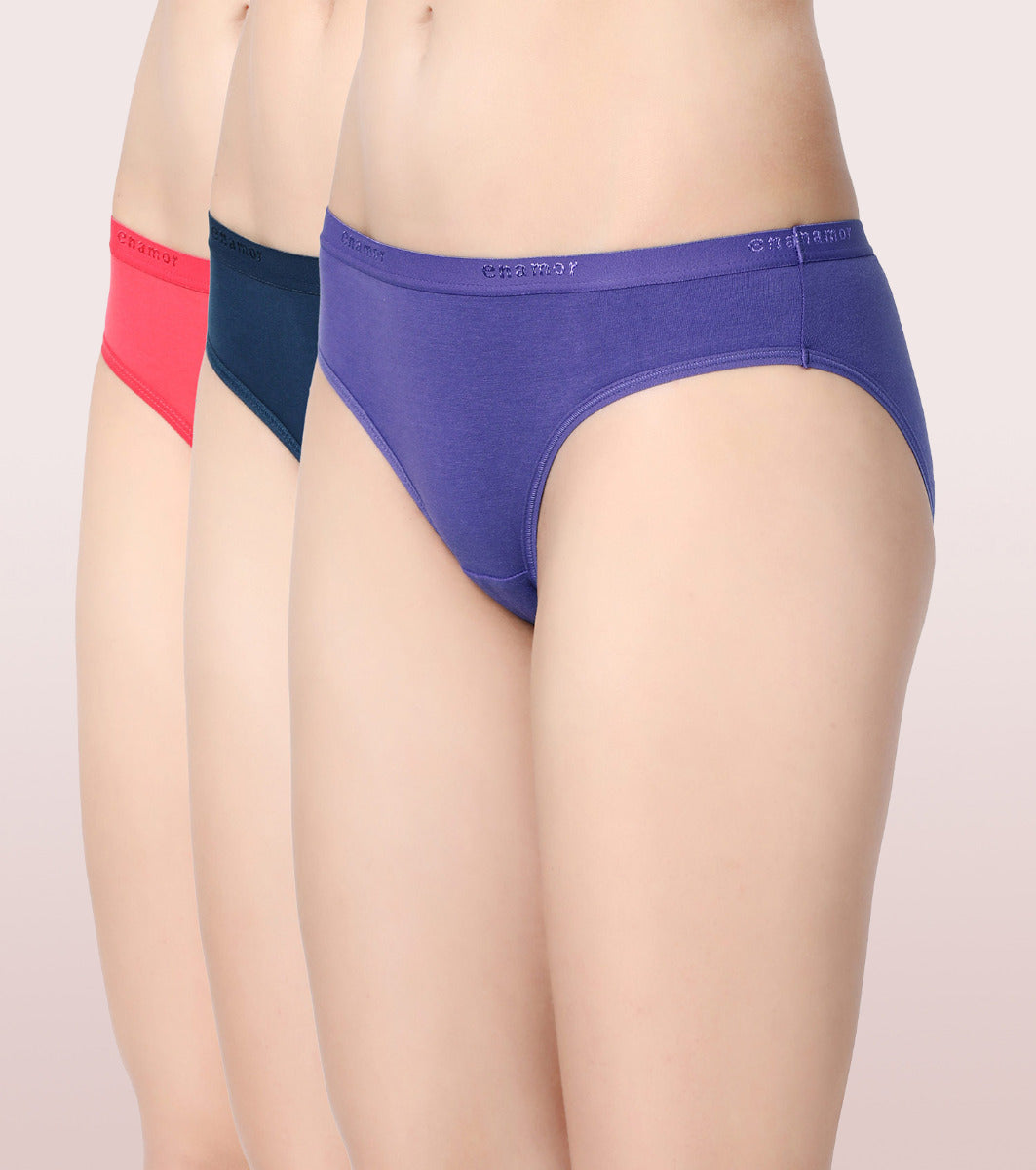 Low Waist Bikini Cotton Panty - Pack Of 3- Colors And Print May Vary