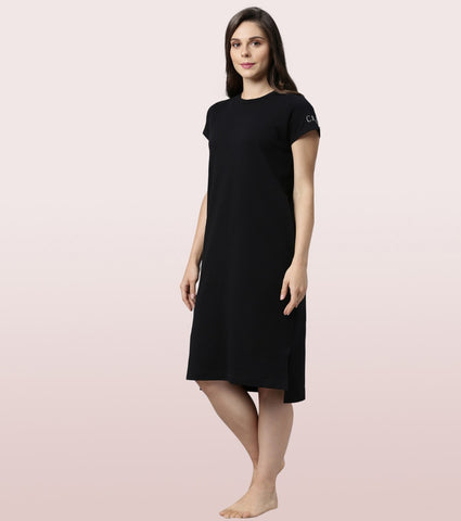 Comfy Dress | Short Sleeve Cotton Terry Lounge Dress