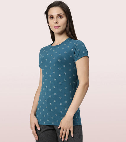 Basic Crew Tee – Printed | Short Sleeve Crew Neck Stretch Cotton Tee