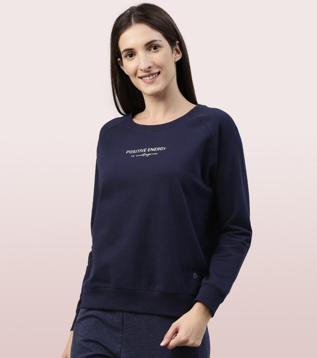 Basic Sweat | Long Sleeve Basic Pop Over Sweatshirt With Mindful Graphic