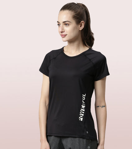 Basic Active Tee | Raglan Sleeve Scoop Neck Dry Fit Graphic Tee