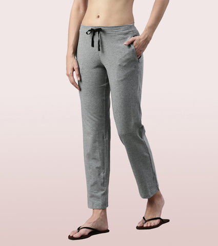 Lounge Pants | Basic Straight Leg Pants With Adjustable Drawstring And Zipper Pockets