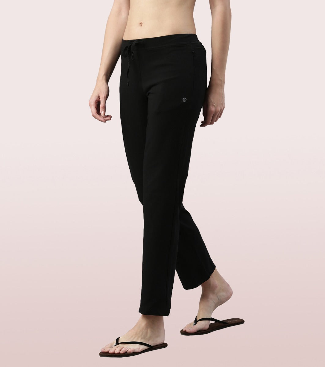 Lounge Pants | Basic Straight Leg Pants With Adjustable Drawstring And Zipper Pockets