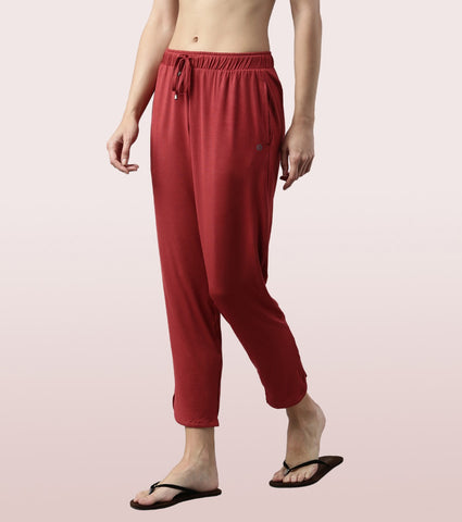 Shop-In Pants - Tapered Lounge Pants With Self Fabric Drawstring With Metal Ends