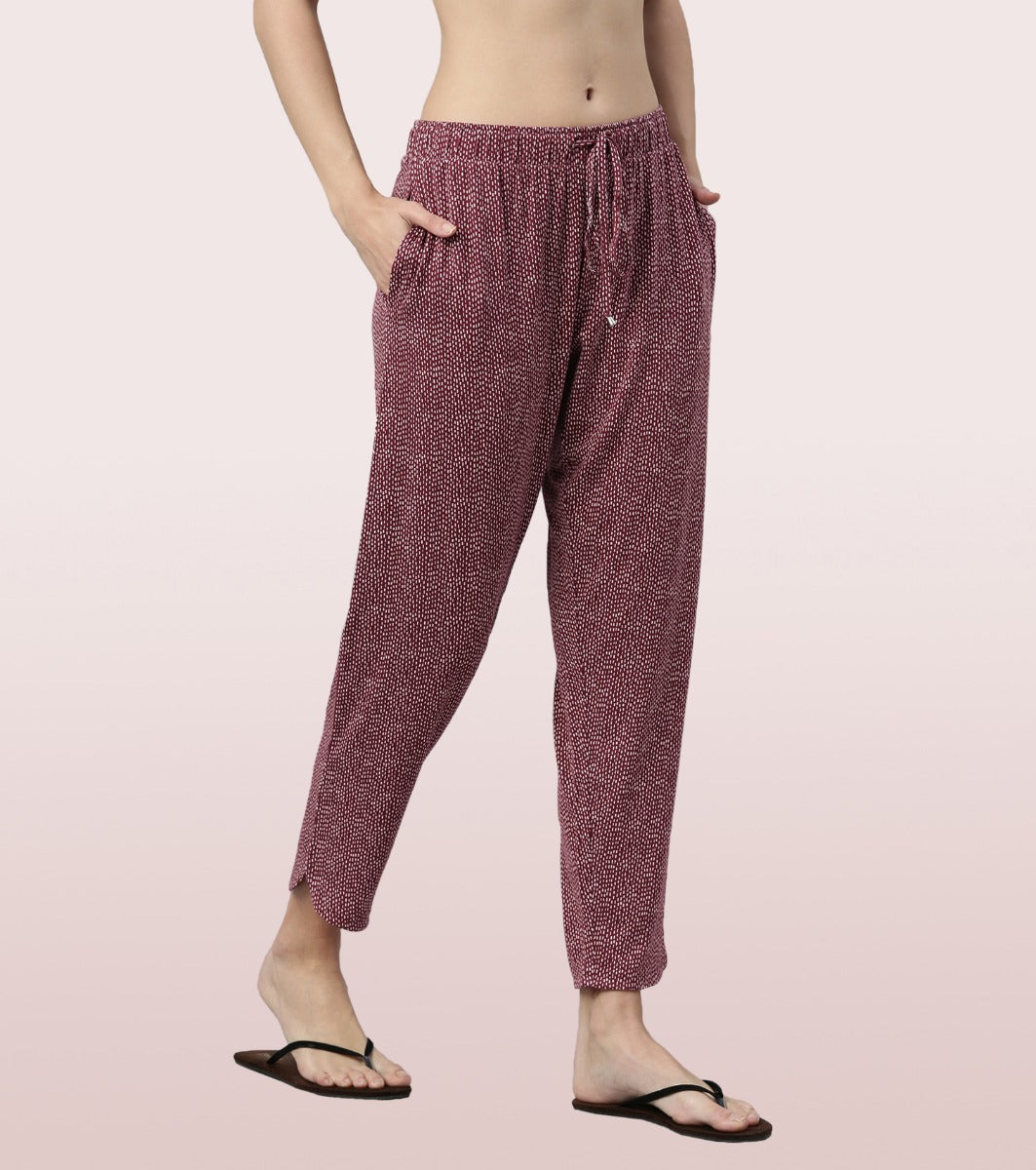 Shop-In Pants - Tapered Lounge Pants With Self Fabric Drawstring With Metal Ends