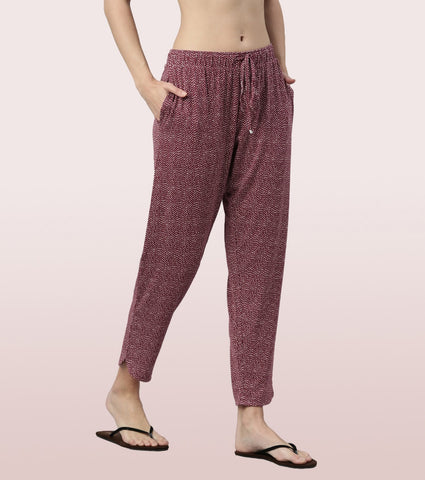 Shop-In Pants - Tapered Lounge Pants With Self Fabric Drawstring With Metal Ends