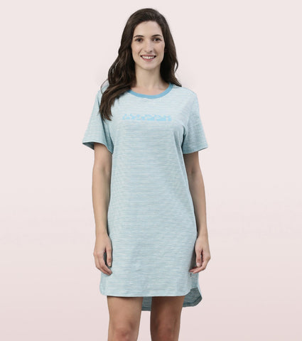 Basic Dress | Cotton Slounge Mini Dress With Chest Graphic