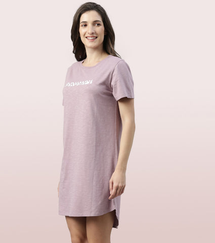 Basic Dress | Cotton Slounge Mini Dress With Chest Graphic