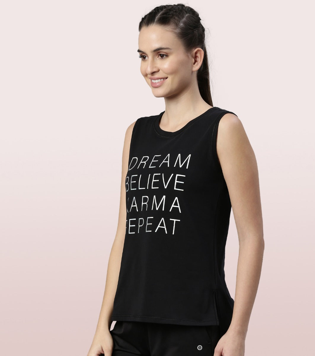 Stay Cool Tank | Crew Neck Anti-odour Stretch Cotton Muscle Tank With Graphic Print