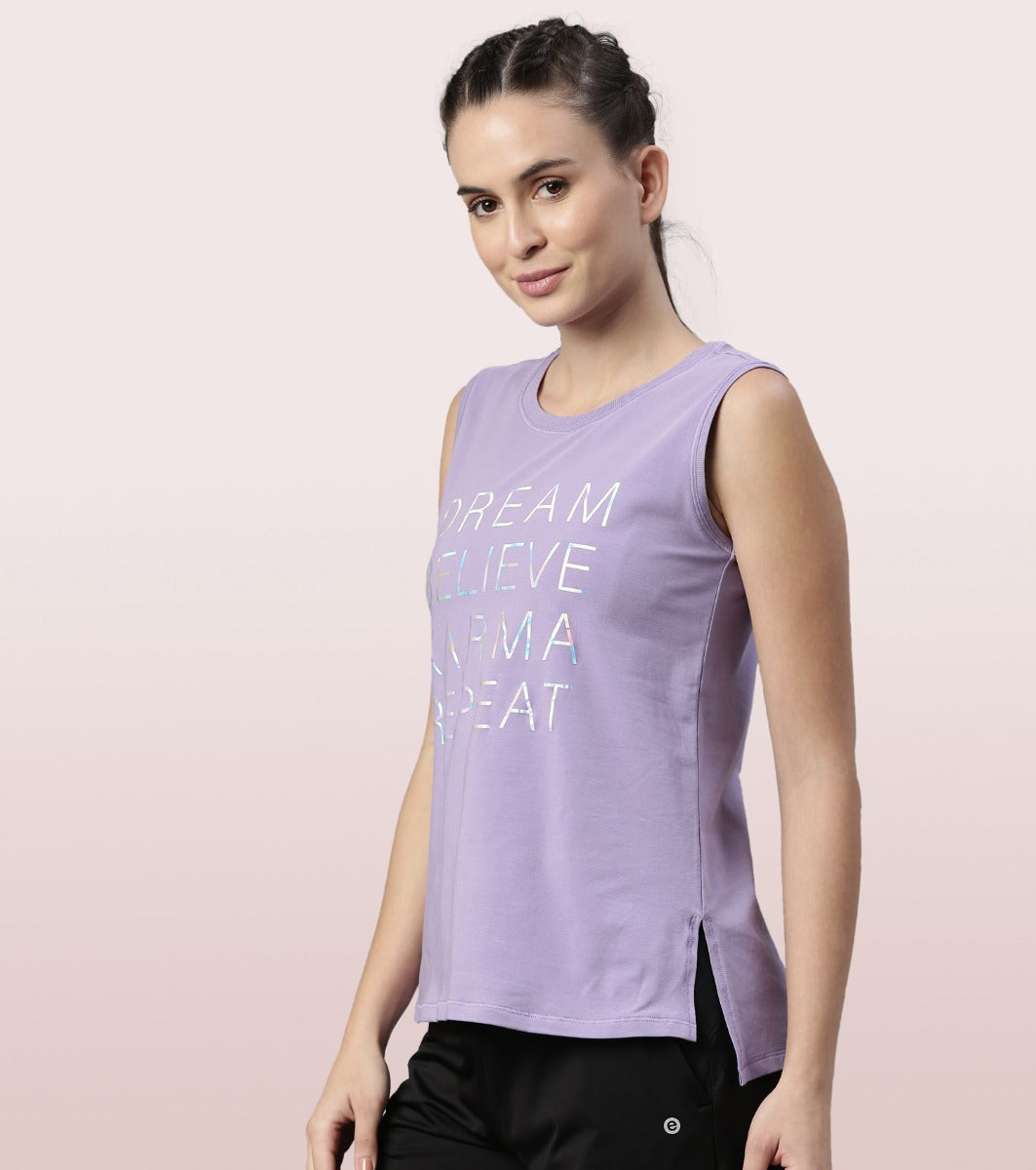 Stay Cool Tank | Crew Neck Anti-odour Stretch Cotton Muscle Tank With Graphic Print