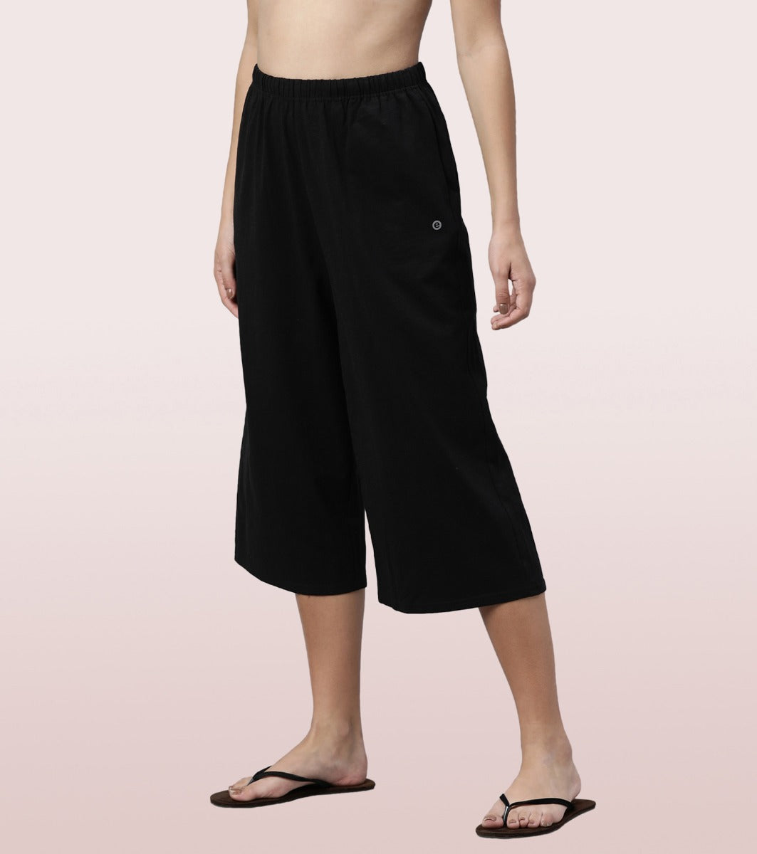 Basic Culotte | Cotton Slub High Rise Basic Culotte