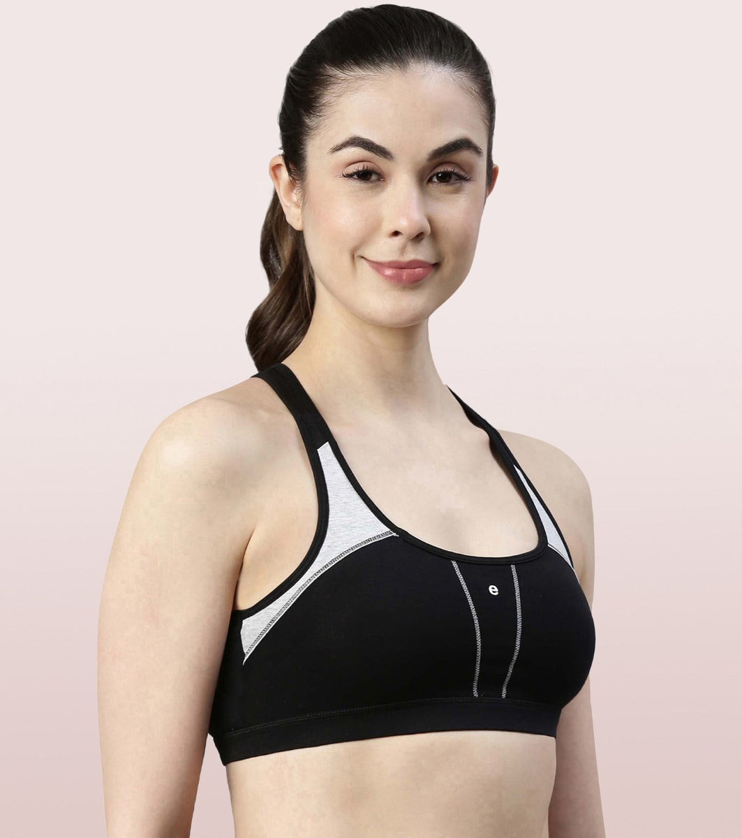 Racer Back Medium Impact Sports Bra with Removable Pads