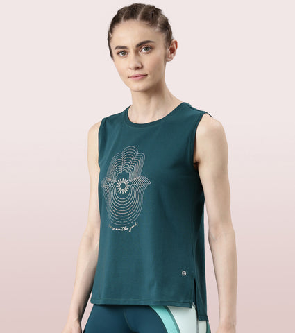 Stay Cool Tank | Crew Neck Anti-odour Stretch Cotton Muscle Tank With Graphic Print