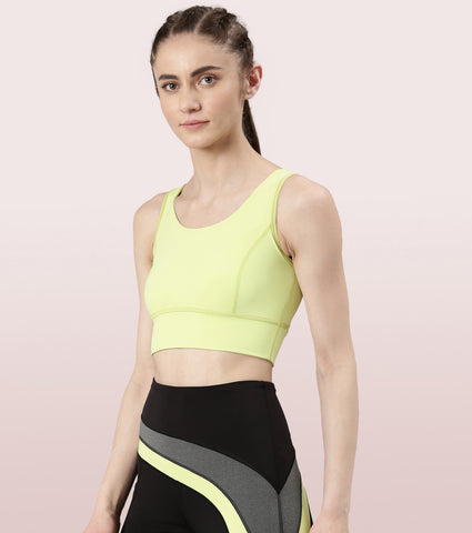 Longline Sports Bra – Solid | Scoop Neck Line High Impact Dry Fit Sports Bra