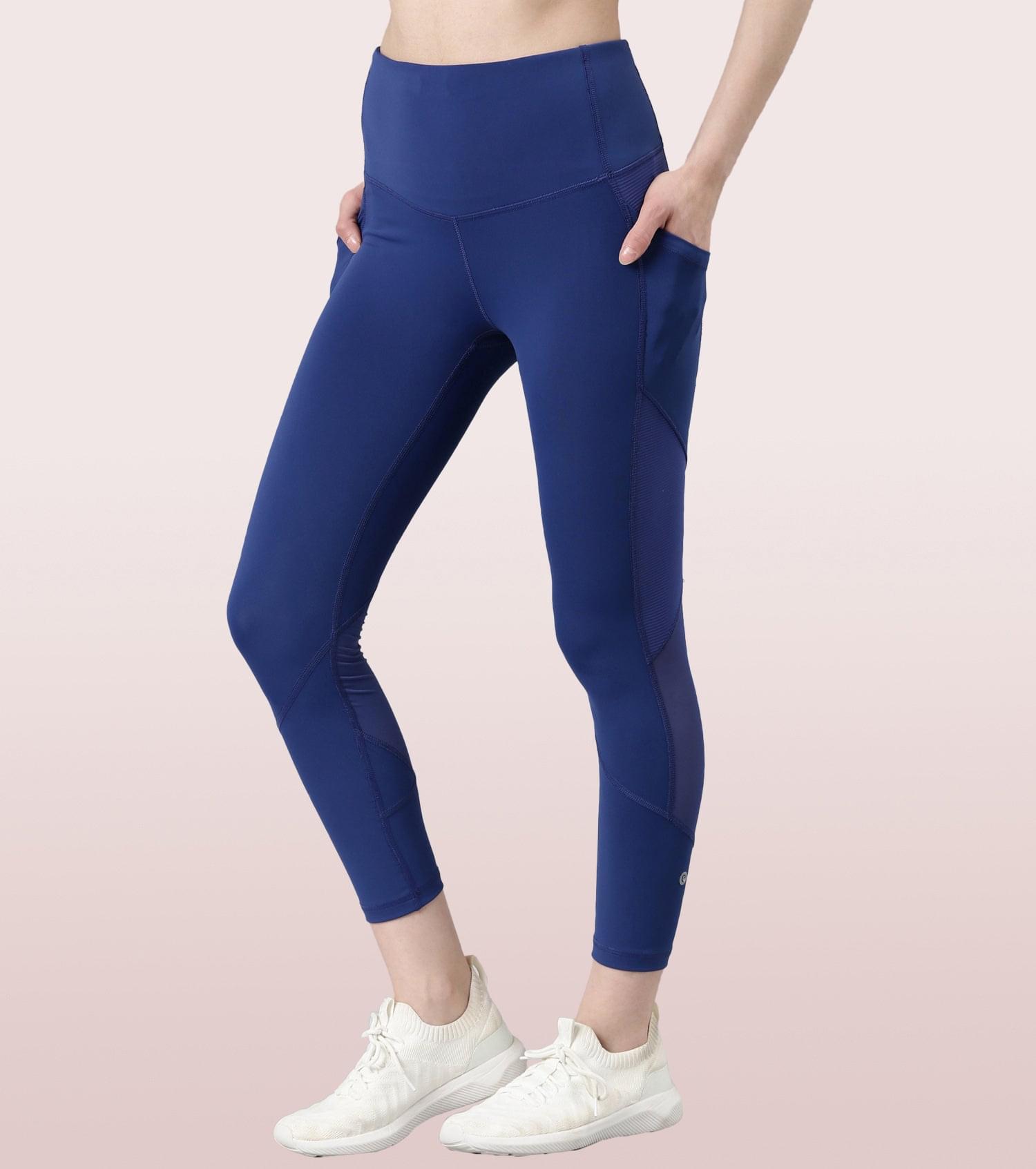 Blue Butterfly Leggings With Pockets Quick Dry, Aesthetic, Push Up