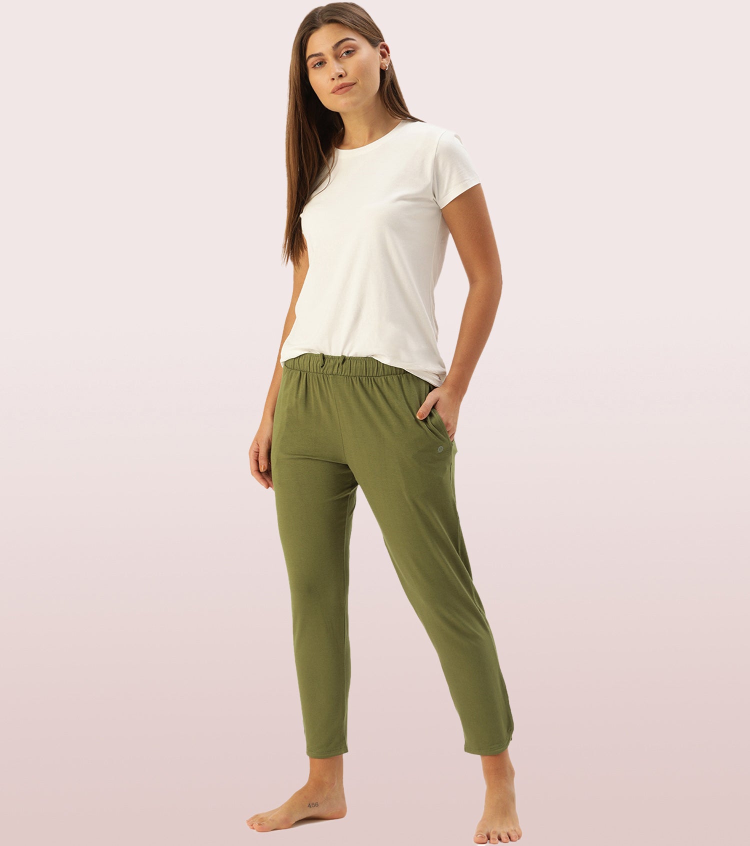 Shop-In Pants - Tapered Lounge Pants With Self Fabric Drawstring With Metal Ends