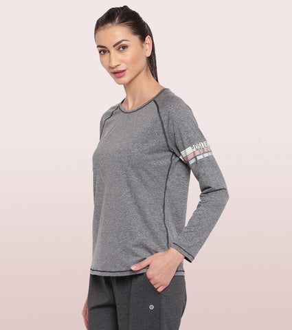 Long Sleeve Slim Active Tee | Long Sleeve Scoop Neck Raglan Slim Active Tee With Mindful Graphics