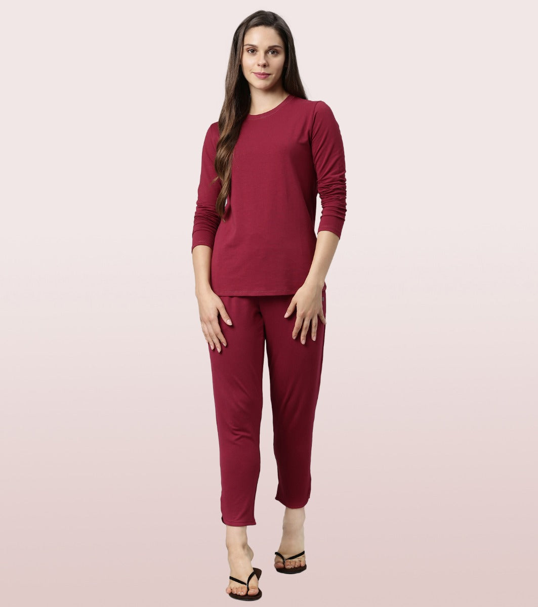 Long Sleeve Basic Crew Tee - Solid | Crew Neck Basic Stretch Cotton Tee