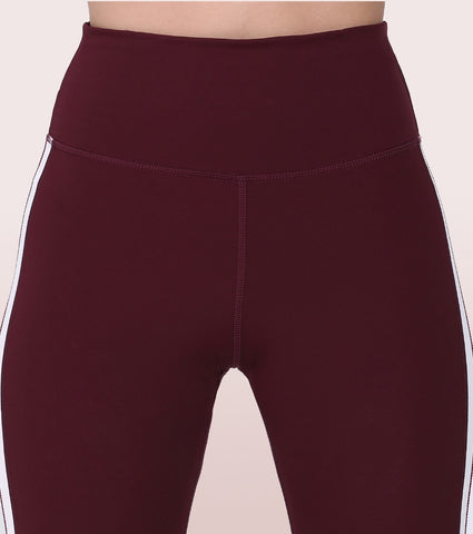 Hugged Leggings III | High Waisted 7/8 Length Dry Fit Sporty Side Stripe Leggings