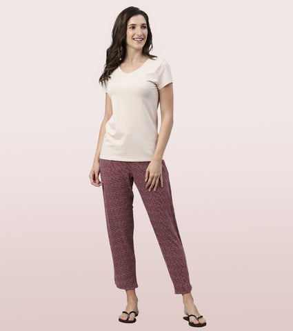 Shop-In Pants - Tapered Lounge Pants With Self Fabric Drawstring With Metal Ends