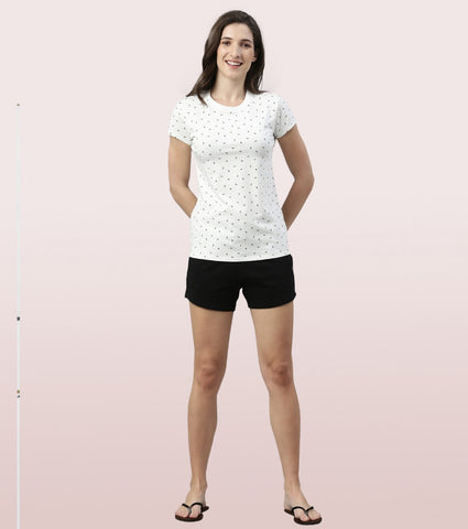 Basic Crew Tee – Printed | Short Sleeve Crew Neck Stretch Cotton Tee