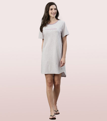 Basic Dress | Cotton Slounge Mini Dress With Chest Graphic