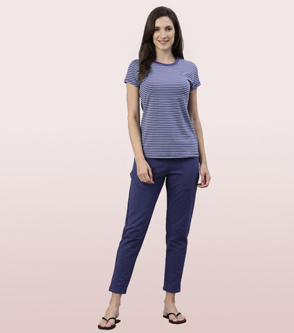 Basic Crew Tee – Striped | Short Sleeve Crew Neck Stretch Cotton Tee