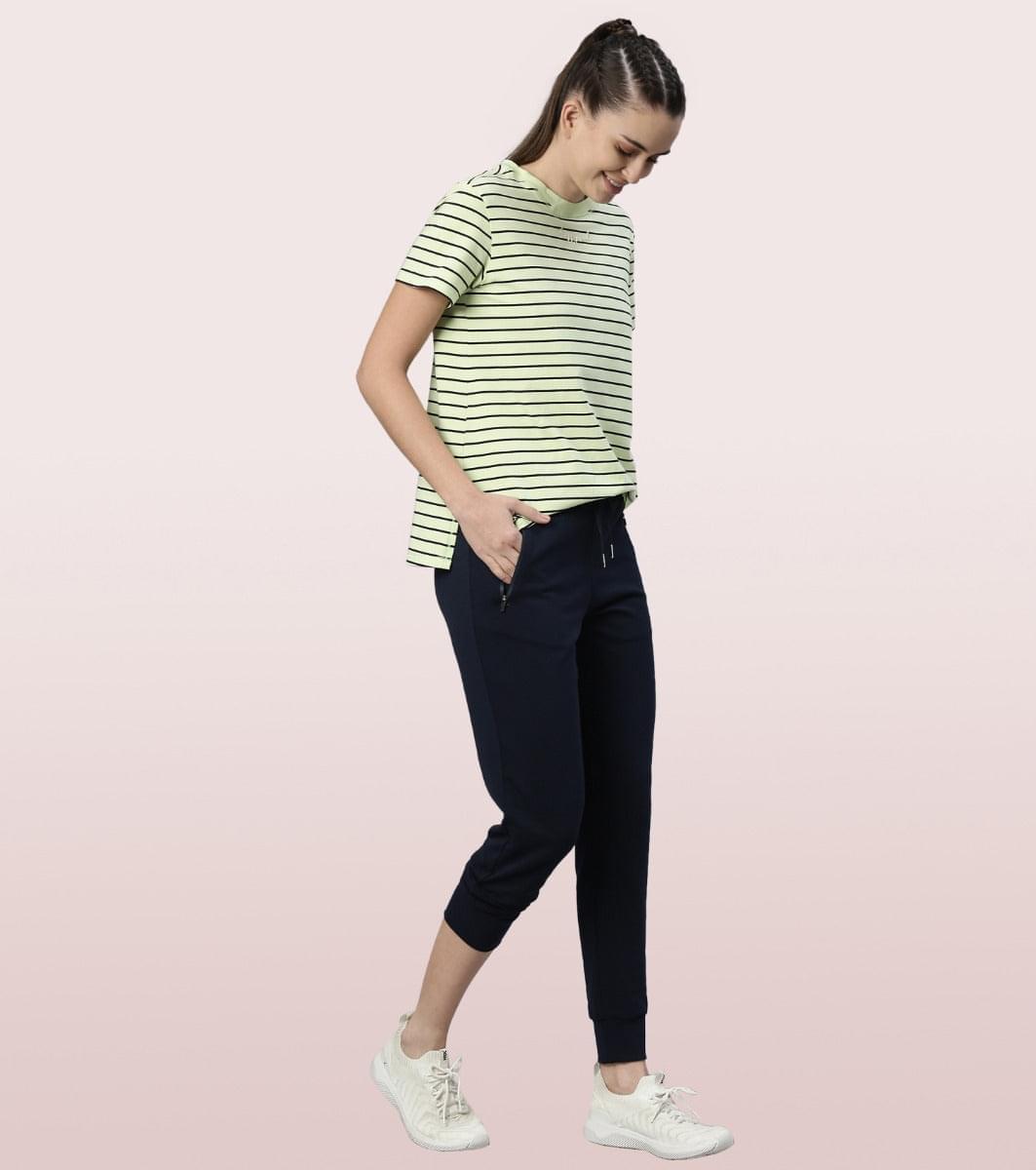 Active Cotton Tee -Stripes | Yarn Dyed Stripe Short Sleeve Anti-Odour Cotton Tee With Graphic