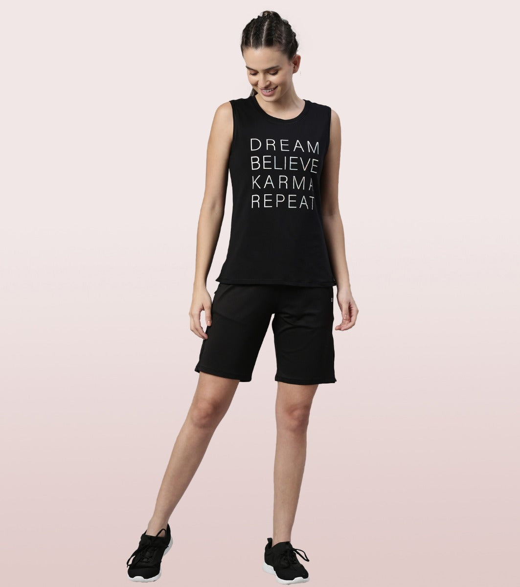 Stay Cool Tank | Crew Neck Anti-odour Stretch Cotton Muscle Tank With Graphic Print