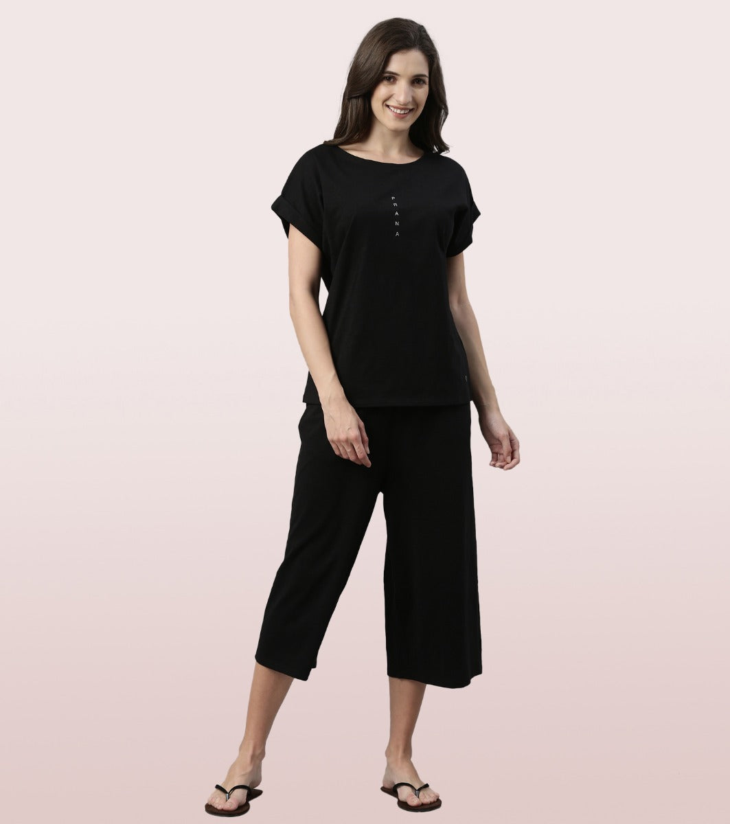 Basic Culotte | Cotton Slub High Rise Basic Culotte