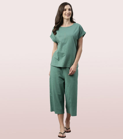 Basic Culotte | Cotton Slub High Rise Basic Culotte