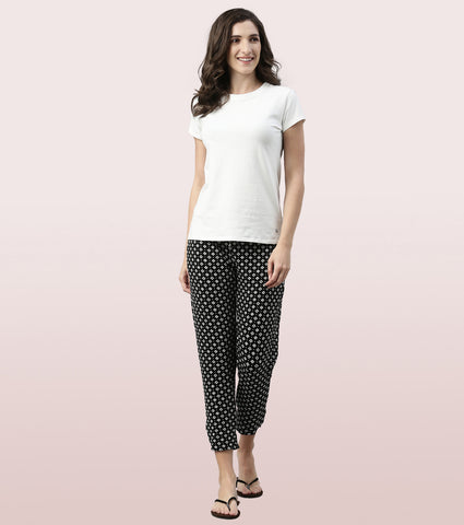 Shop-In Pants - Tapered Lounge Pants With Self Fabric Drawstring With Metal Ends