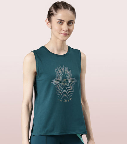 Stay Cool Tank | Crew Neck Anti-odour Stretch Cotton Muscle Tank With Graphic Print