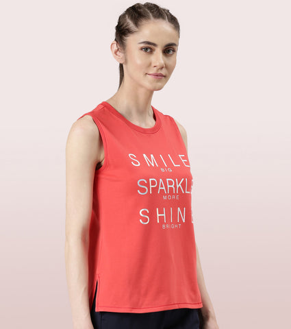 Stay Cool Tank | Crew Neck Anti-odour Stretch Cotton Muscle Tank With Graphic Print