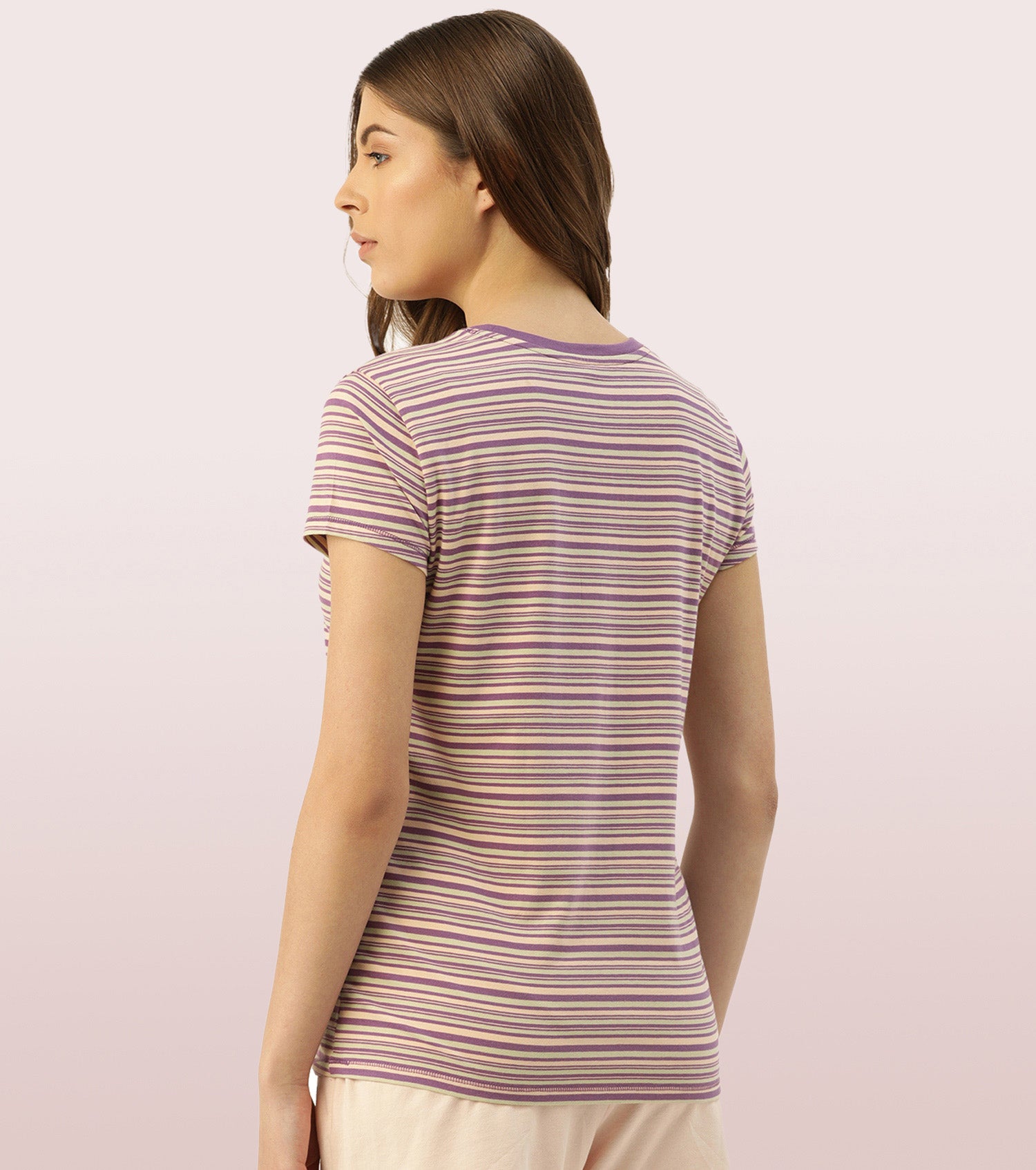 Basic Crew Tee – Striped | Short Sleeve Crew Neck Stretch Cotton Tee